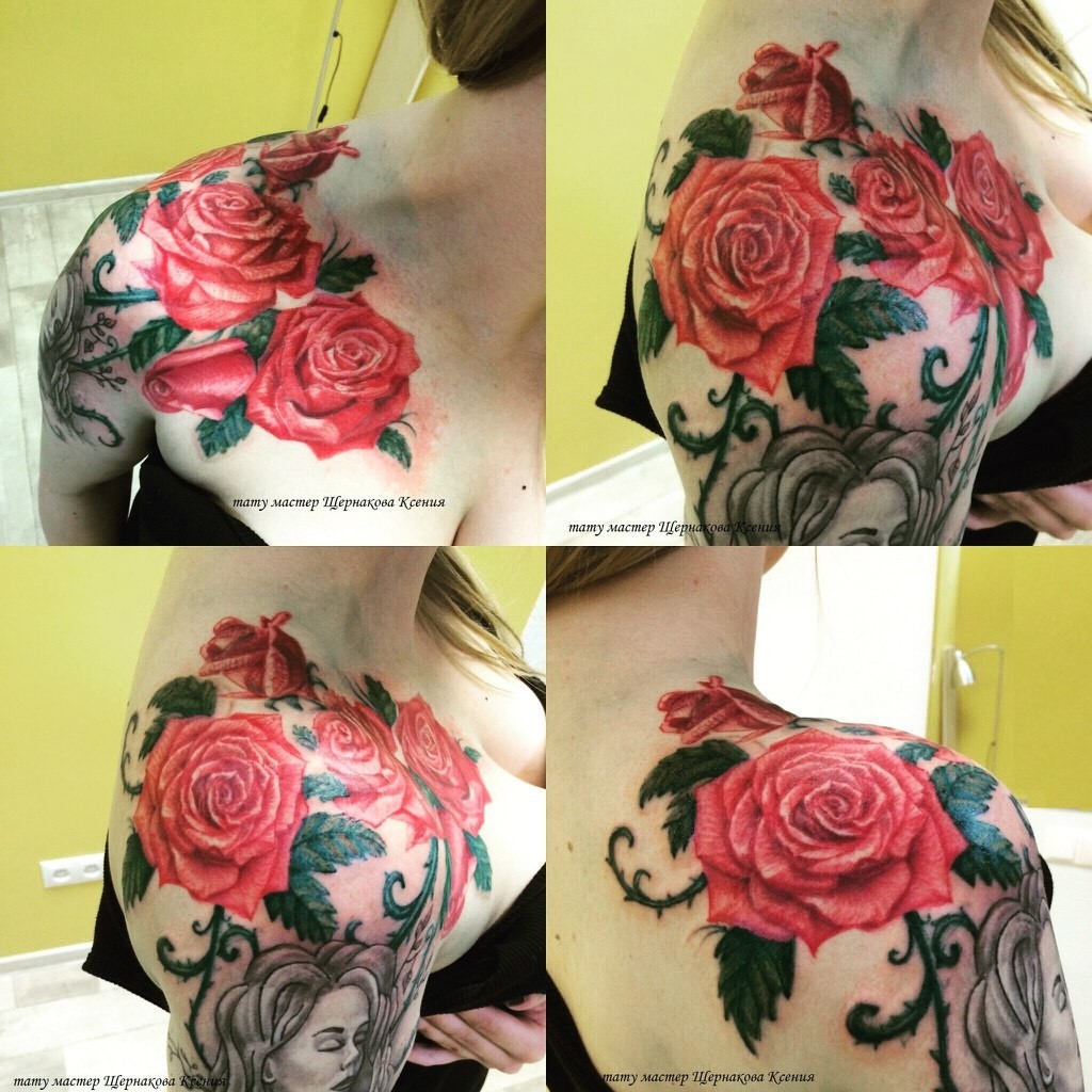 Фотография татуировки под названием «Красивые розы»