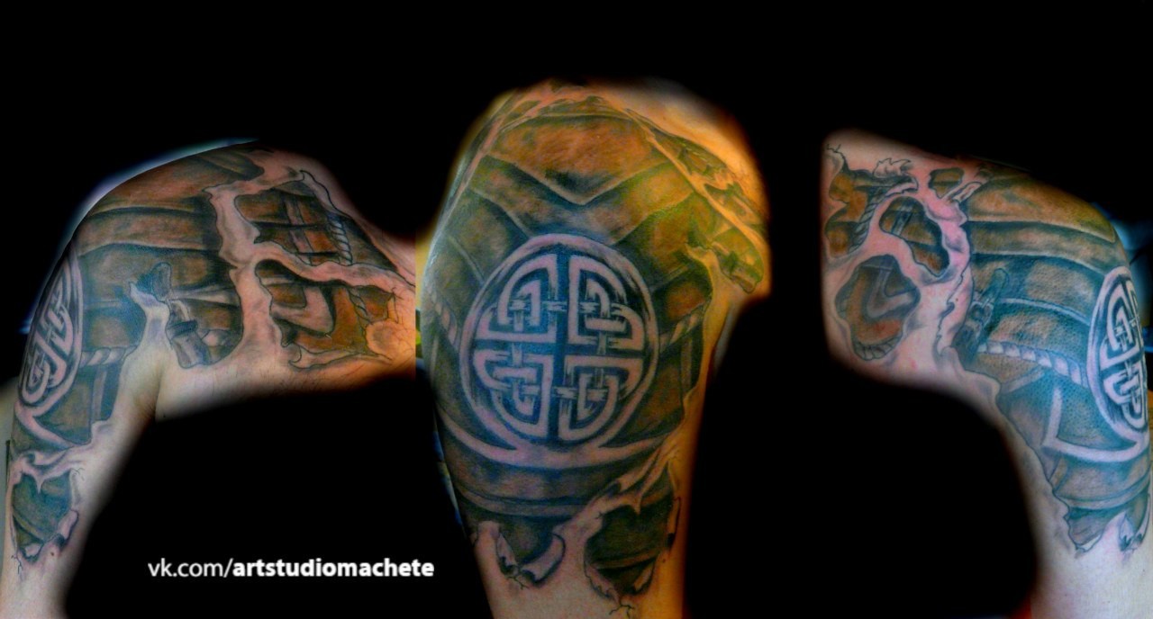 Фотография татуировки под названием «Плетения майя под кожей»