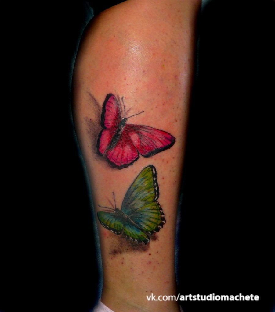 Фотография татуировки под названием «Две бабочки 3д»