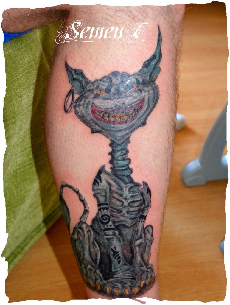 Фотография татуировки под названием «Мультяшный кот»