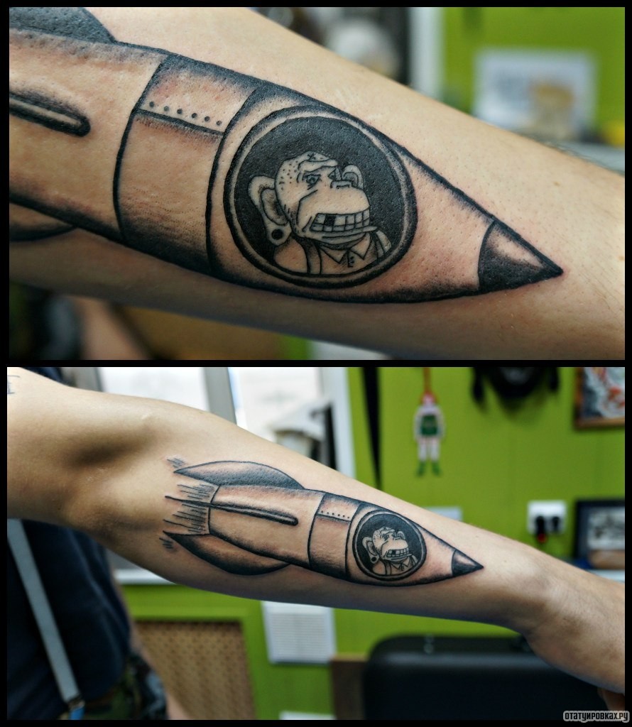 Фотография татуировки под названием «Ракета»