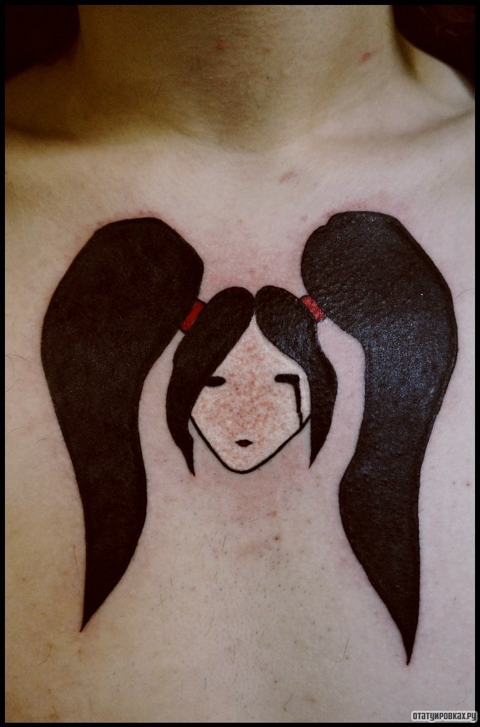 Фотография татуировки под названием «Девочка с хвостиками»