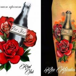 Бутылка с розами 