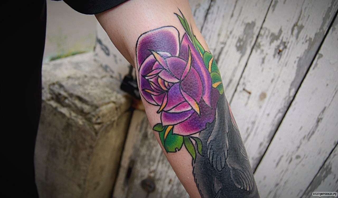 Фотография татуировки под названием «Сиреневая роза»