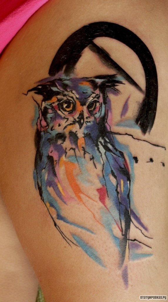 Фотография татуировки под названием «Сова»