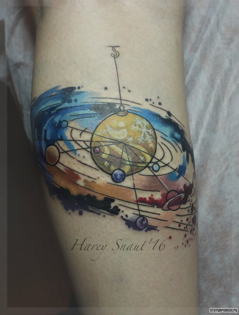 Фотография татуировки под названием «Планеты»