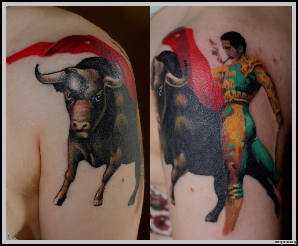 Фотография татуировки под названием «Всадник с быком»