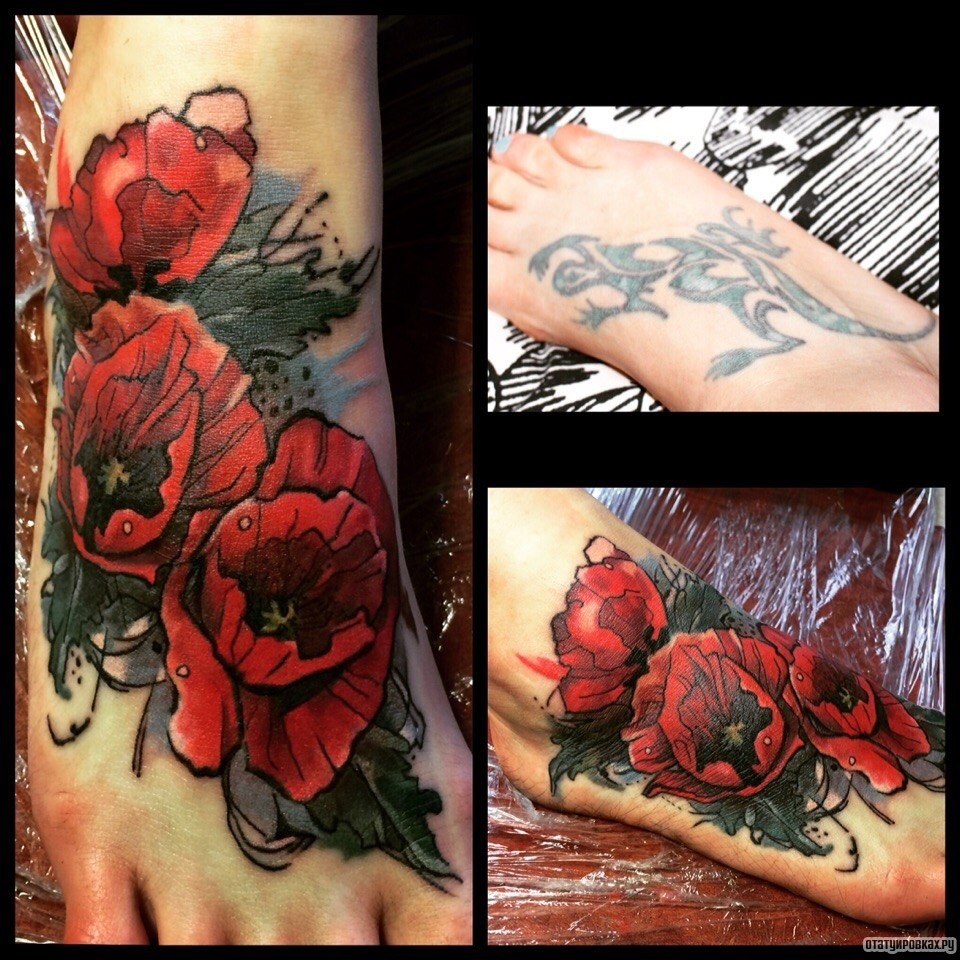 Фотография татуировки под названием «Три цветка каверап»