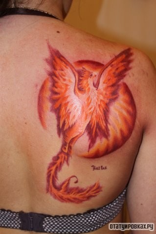 Фотография татуировки под названием «Огненная птица, жар птица»