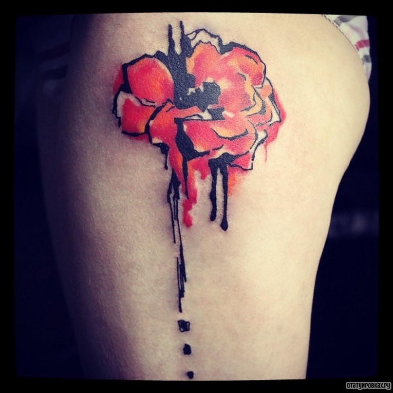 Фотография татуировки под названием «Мак цветок»