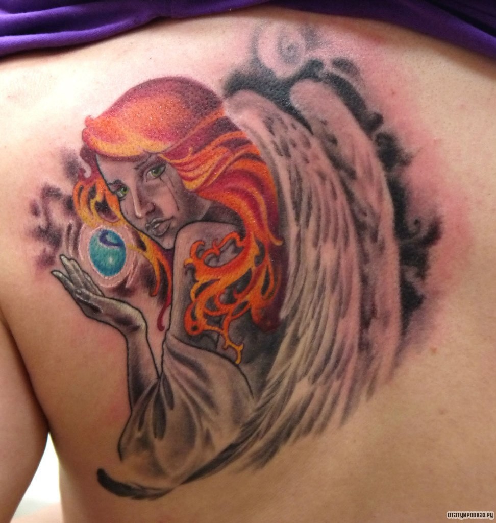 Фотография татуировки под названием «Девушка с оранжевыми волосами»