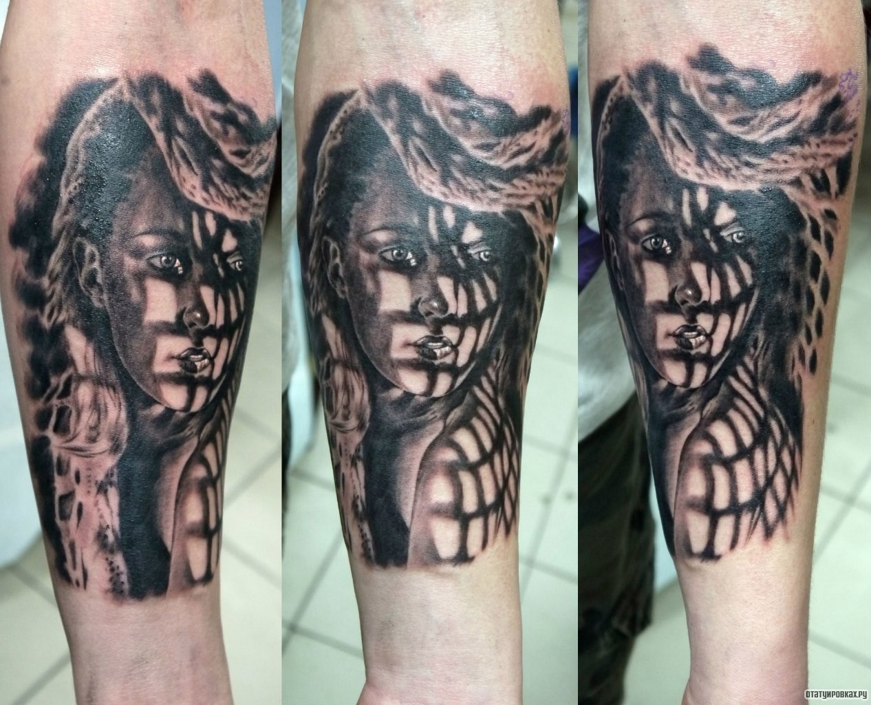 Фотография татуировки под названием «Девушка за решеткой»