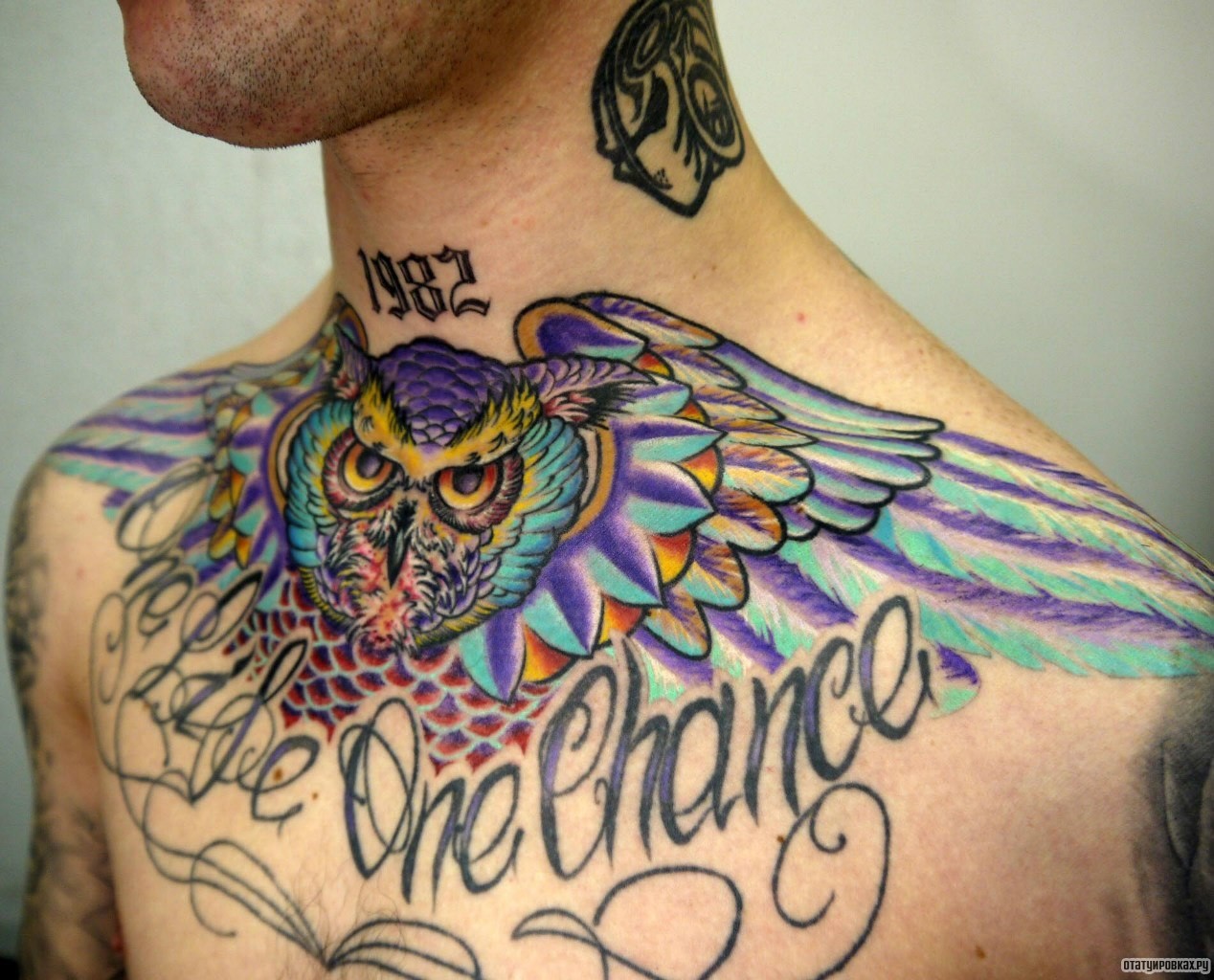 Фотография татуировки под названием «Сова с крыльями»