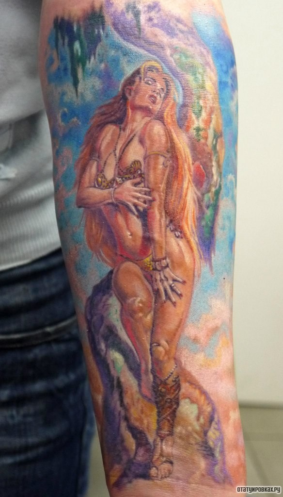 Фотография татуировки под названием «Девушка с длинными волосами»