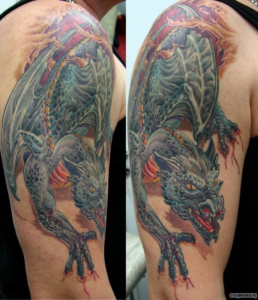 Фотография татуировки под названием «Дракон в темном цвете»