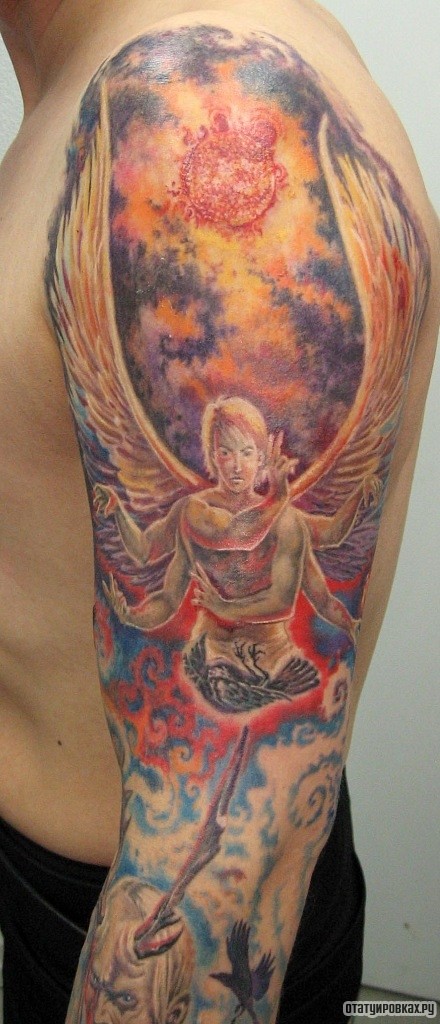 Фотография татуировки под названием «Ангел с четырьмя руками»