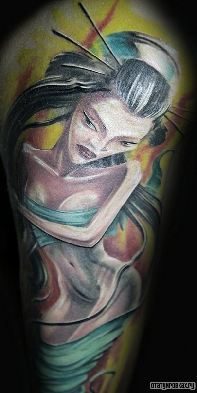 Фотография татуировки под названием «Девушка гейша»