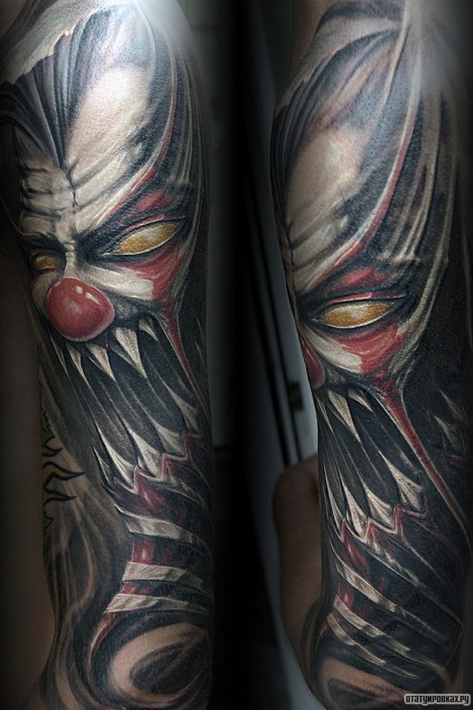 Фотография татуировки под названием «Жуткий клоун»