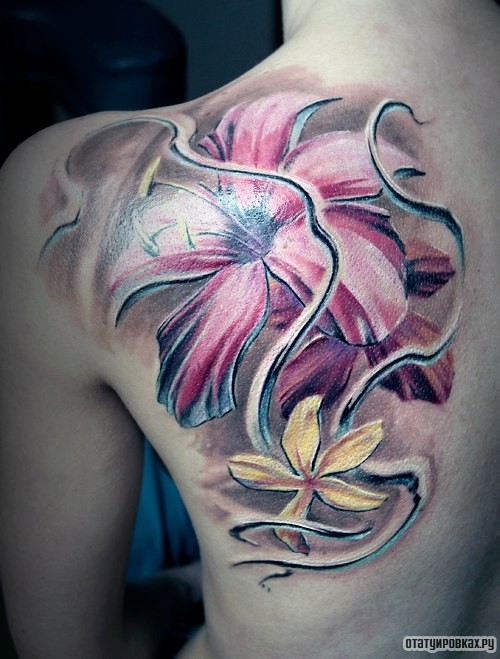 Фотография татуировки под названием «Нежные цветы»