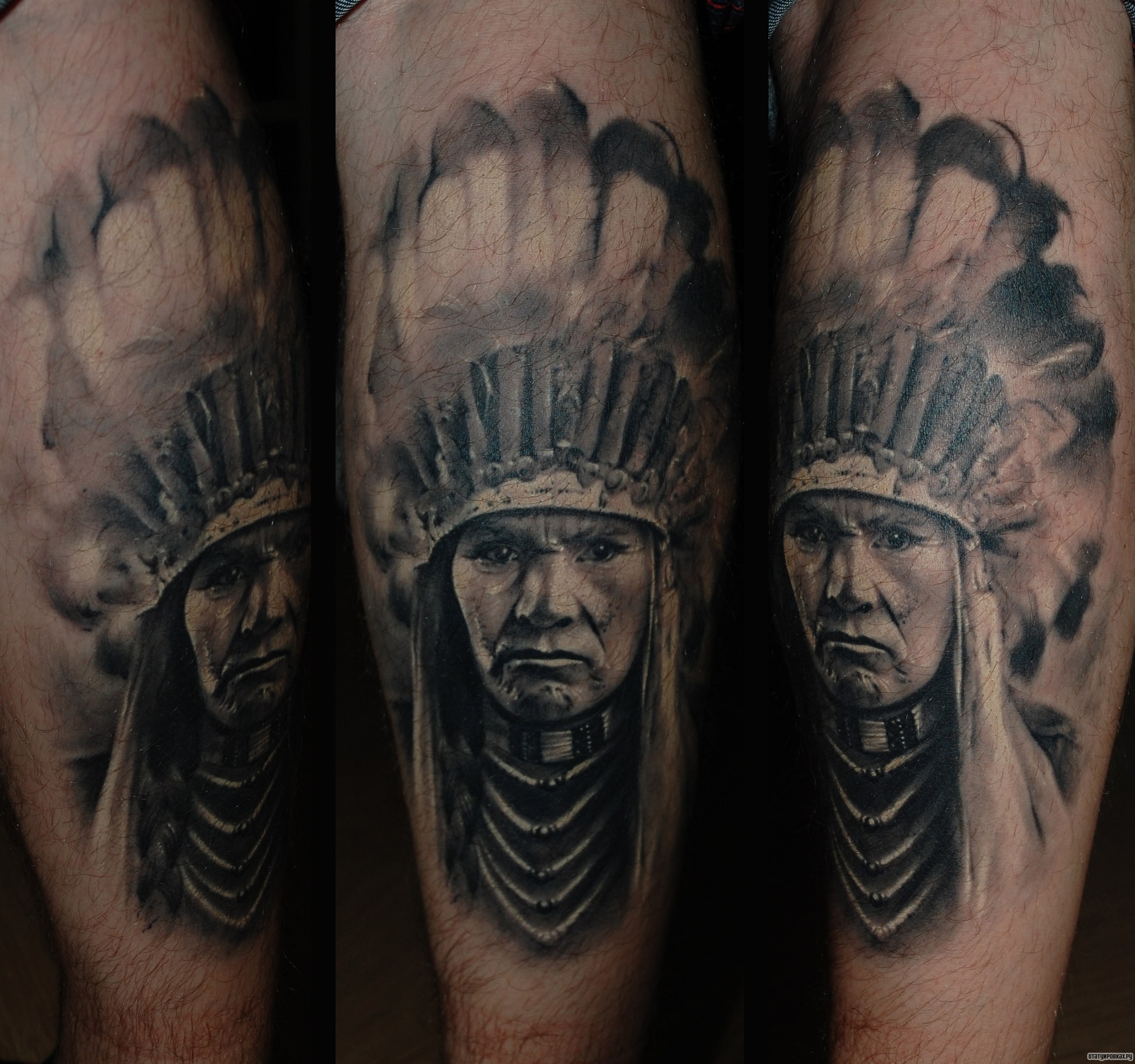 Фотография татуировки под названием «Индеец»