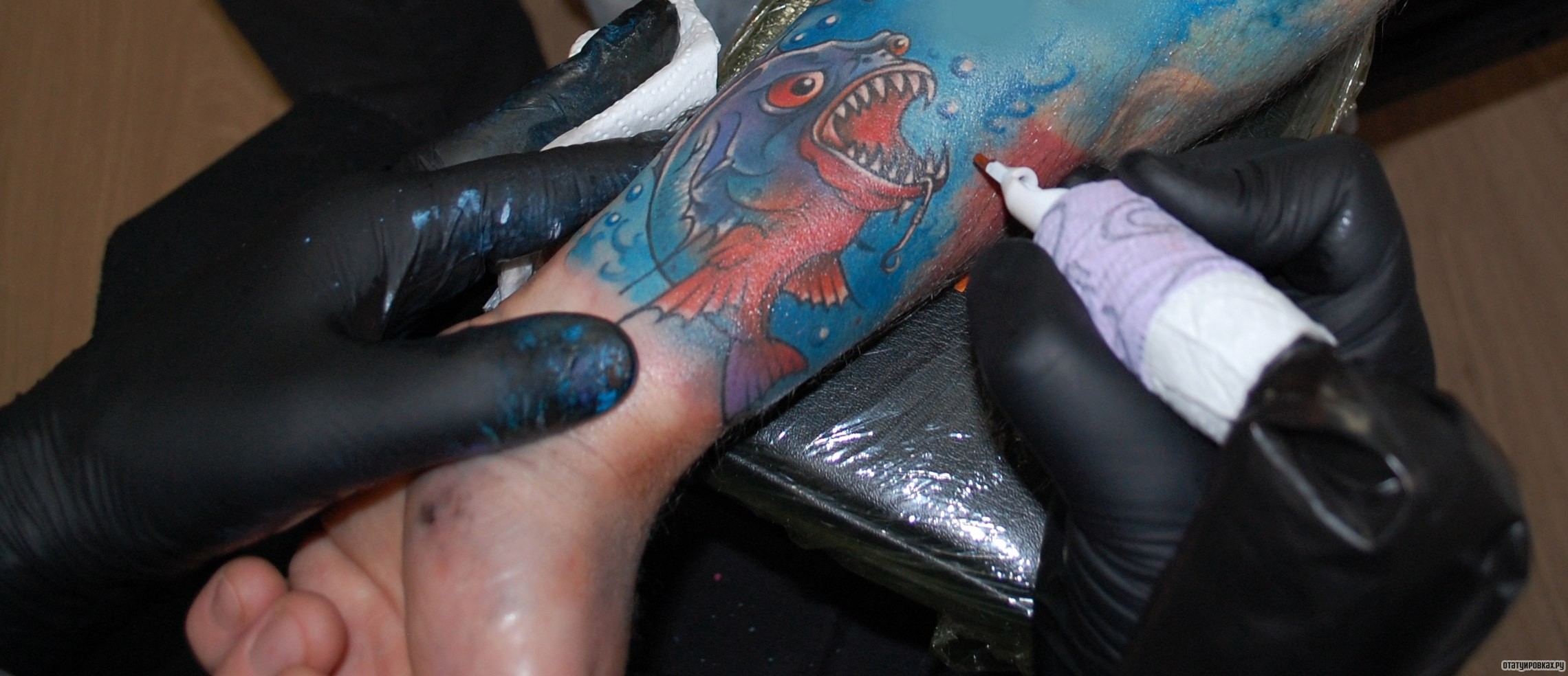 Фотография татуировки под названием «Хищная рыба»