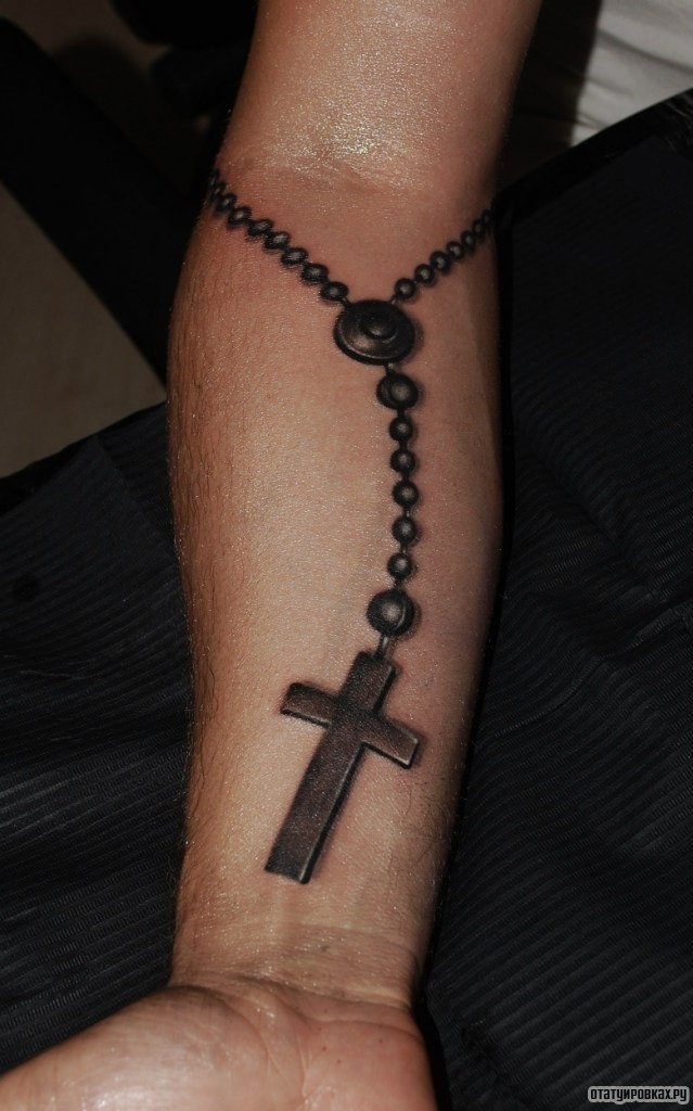 Фотография татуировки под названием «Крест на руке»
