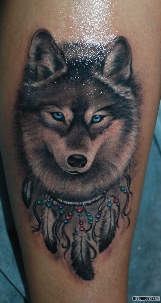 Фотография татуировки под названием «Волк индейский»