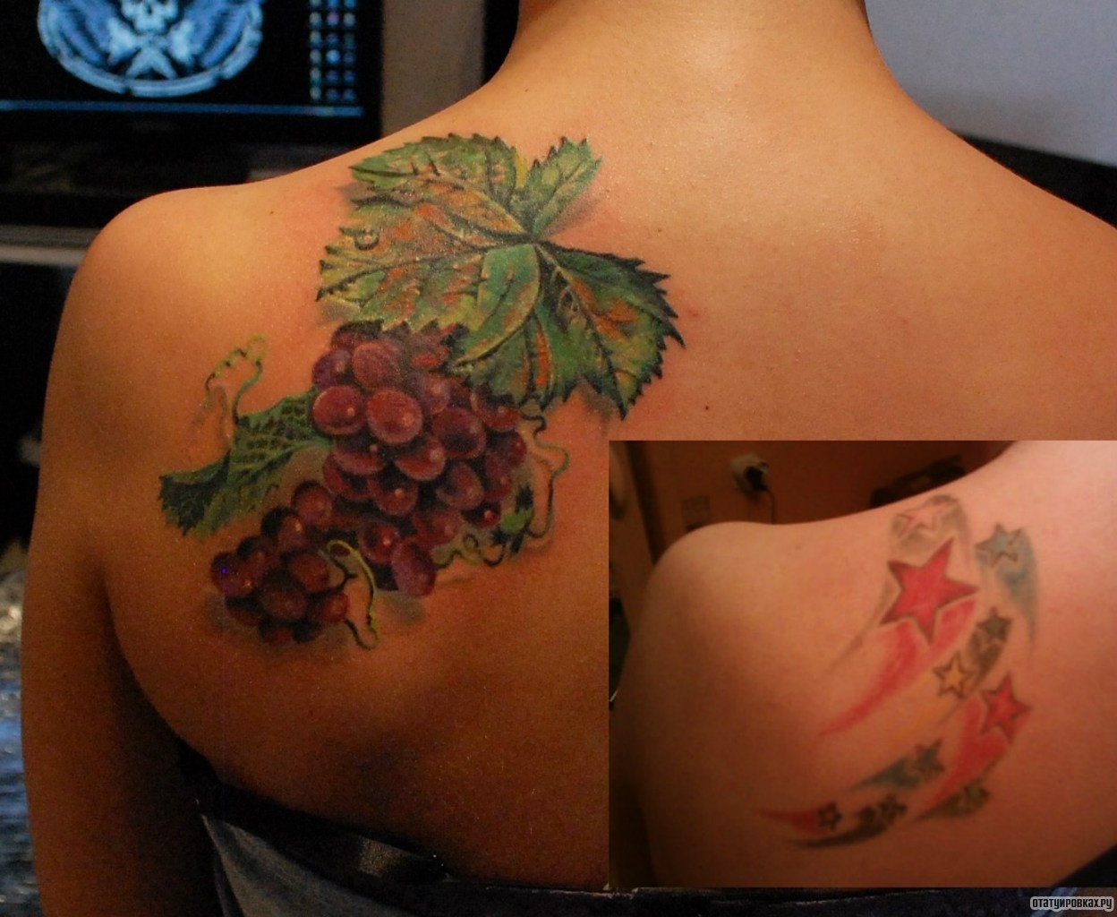 Фотография татуировки под названием «Ветка винограда»