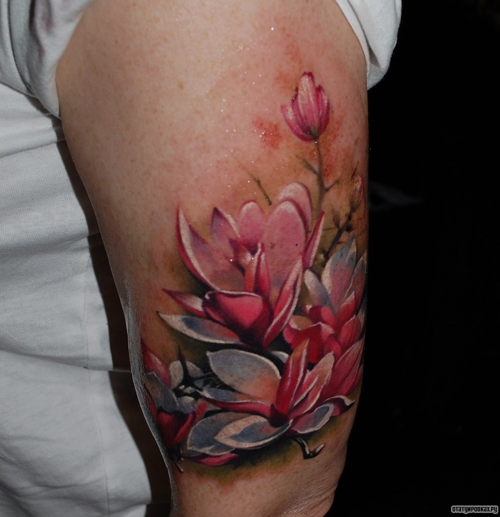 Фотография татуировки под названием «Нежные цветки лотоса»