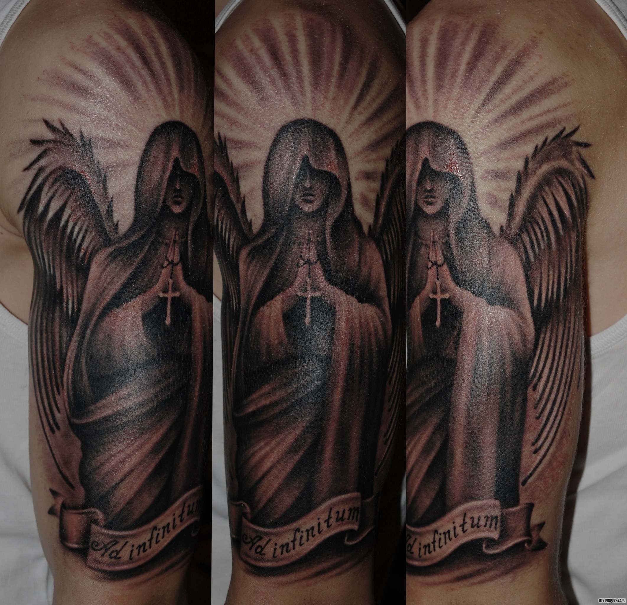 Фотография татуировки под названием «Ангел с лентой»