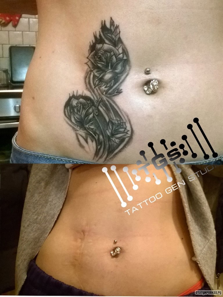 Фотография татуировки под названием «Черные розы узор»