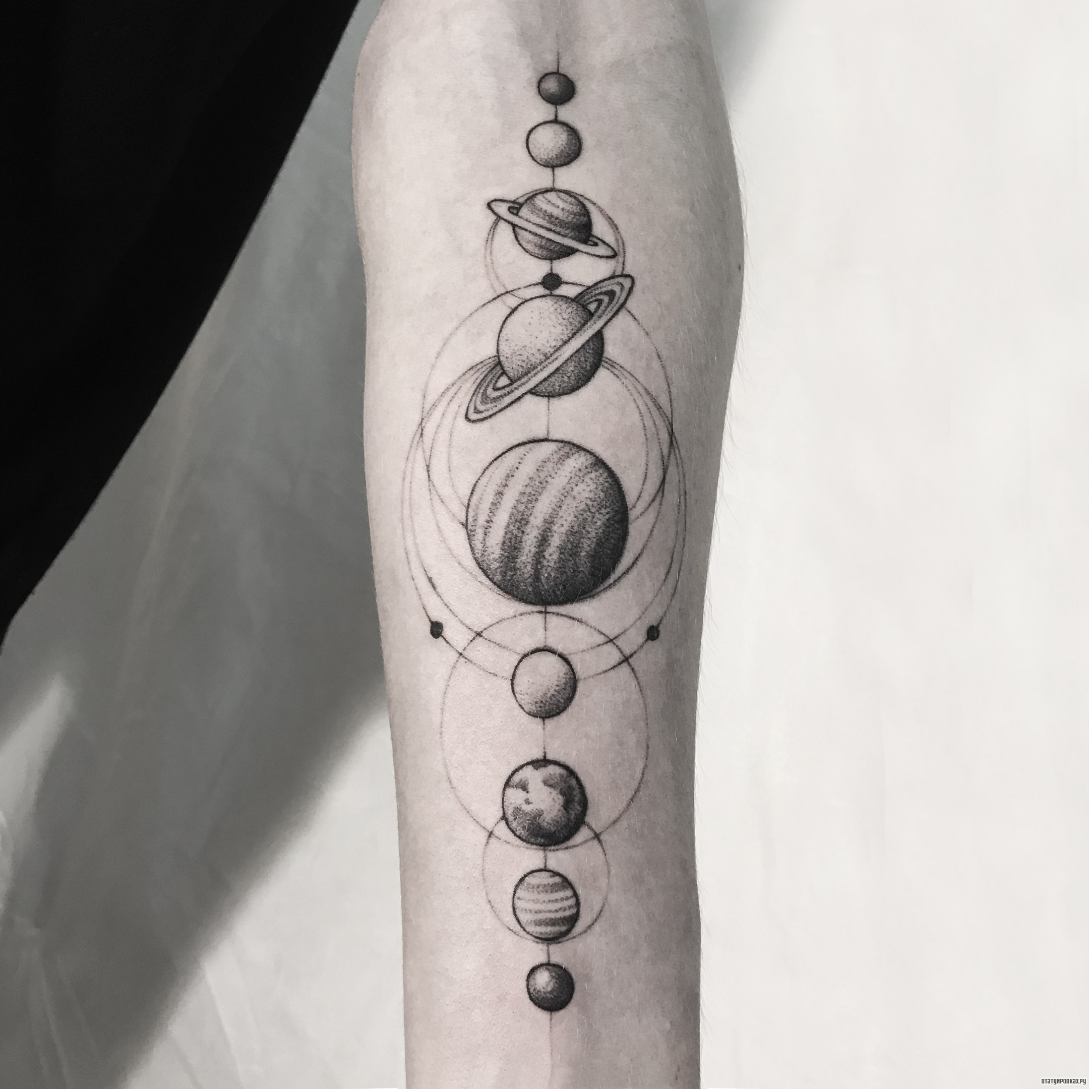 Фотография татуировки под названием «Планеты»