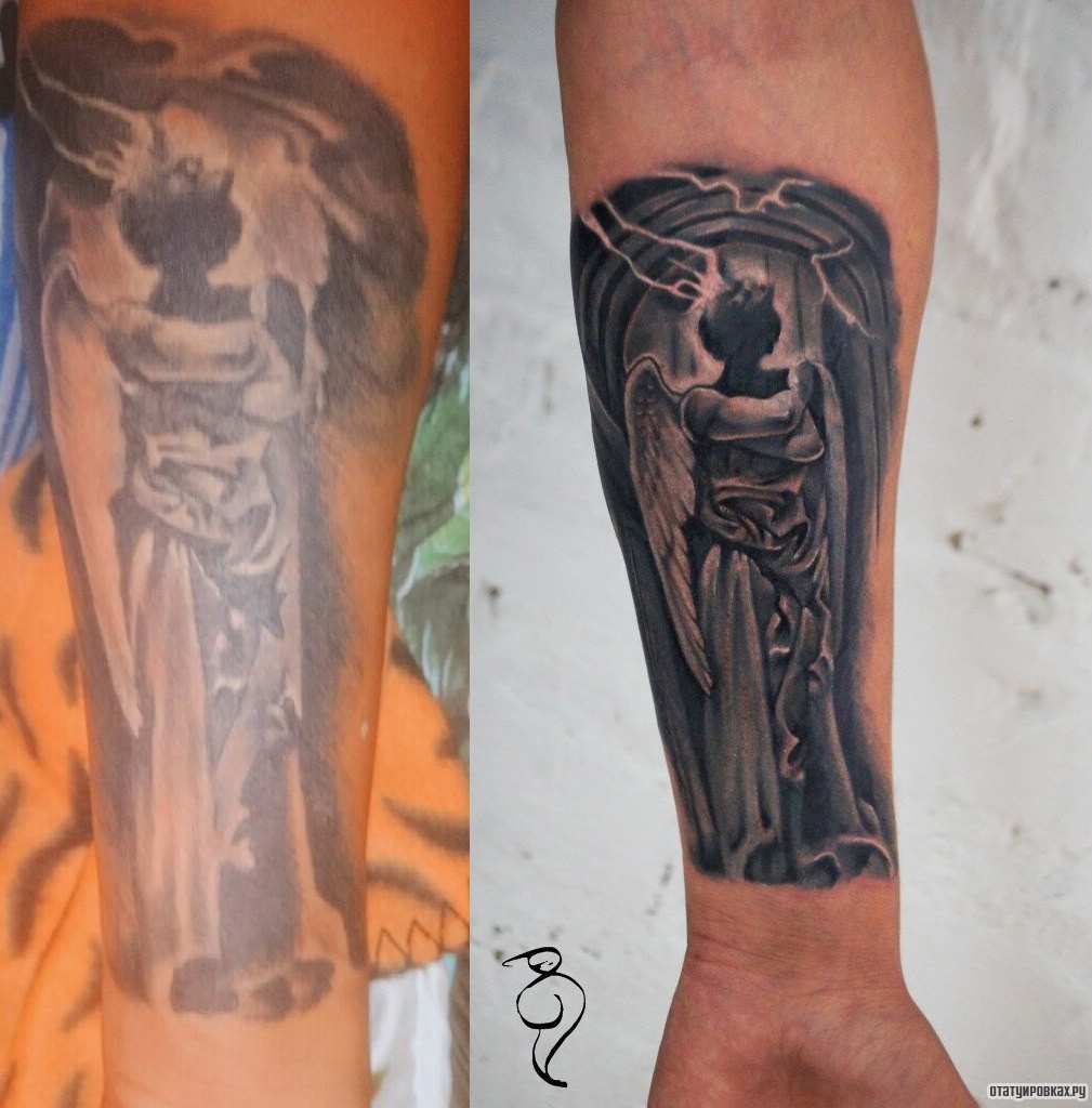 Фотография татуировки под названием «Человек с крыльями»