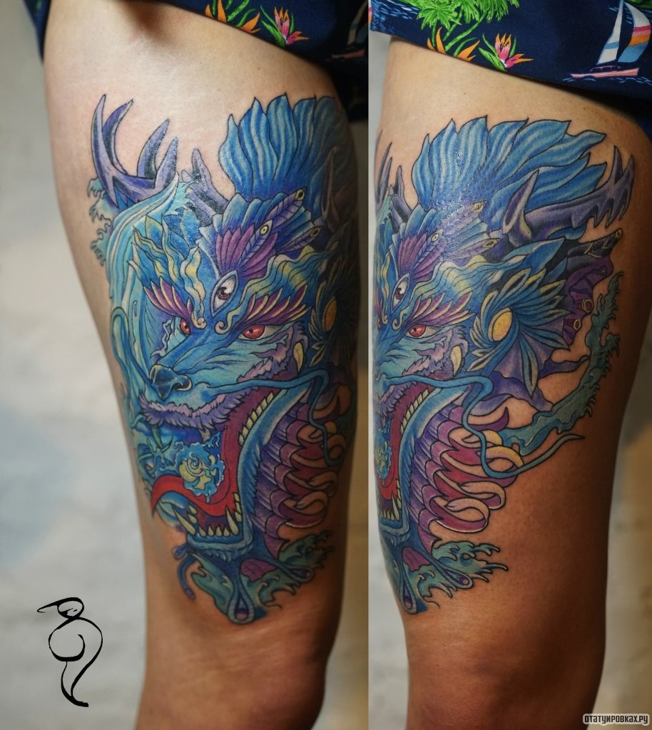 Фотография татуировки под названием «Синий дракон китайский»