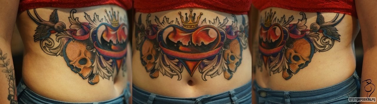 Фотография татуировки под названием «Сердце в короне ньюскул»