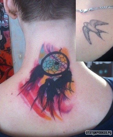 Фотография татуировки под названием «Ловец снов в красках»