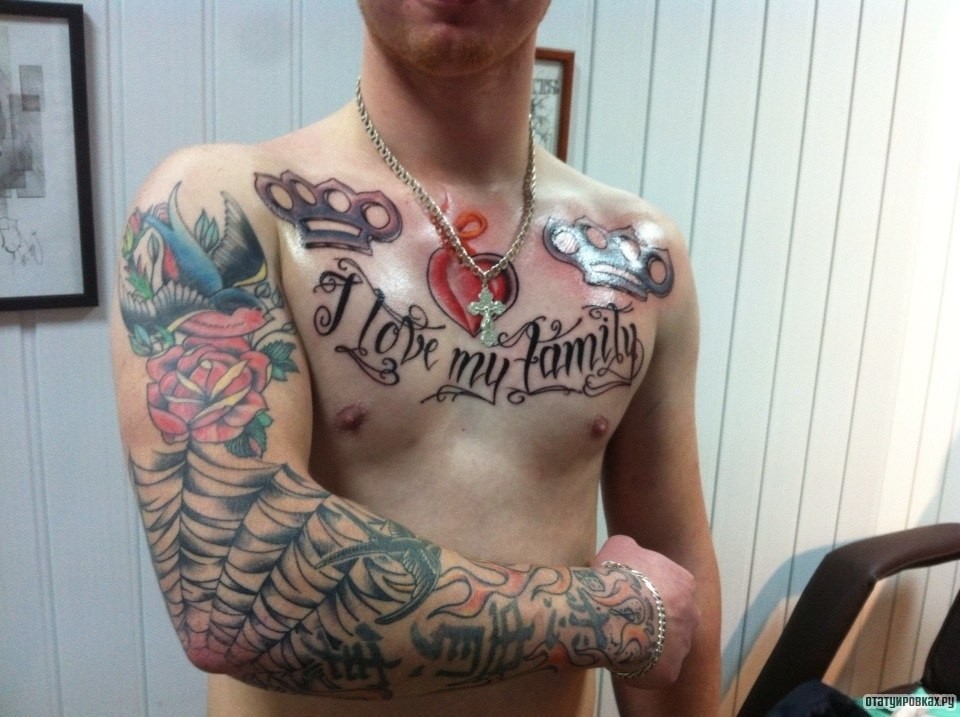 Фотография татуировки под названием «Надписи на груди»