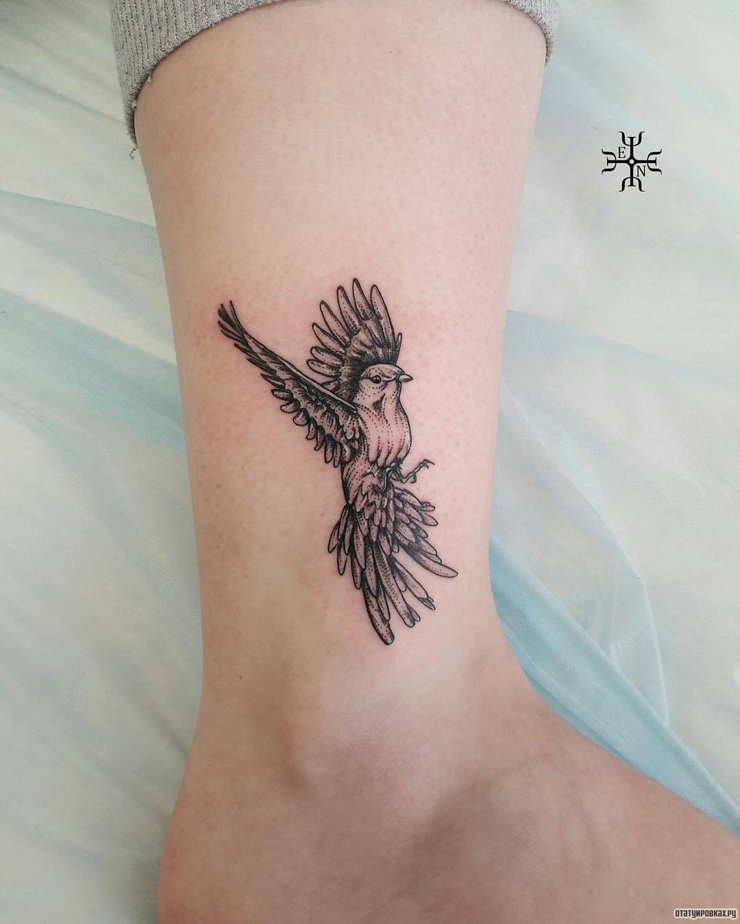 Фотография татуировки под названием «Птица расправив крылья»