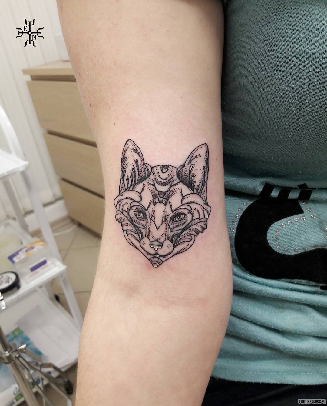 Фотография татуировки под названием «Морда лисы»
