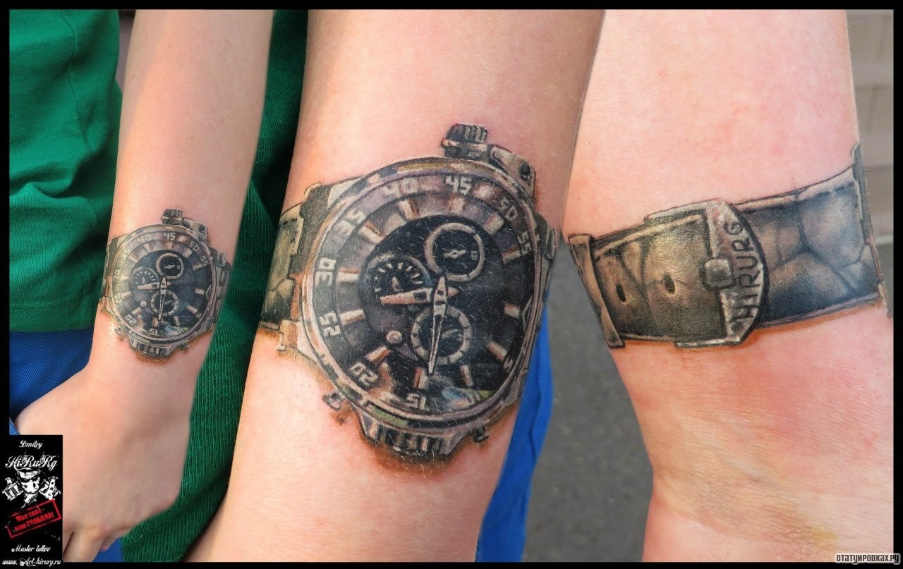Фотография татуировки под названием «Наручные часы»