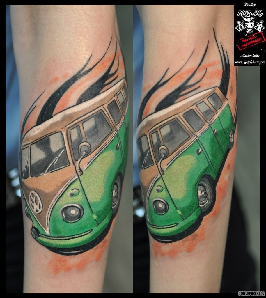 Фотография татуировки под названием «Вольксваген автобус»