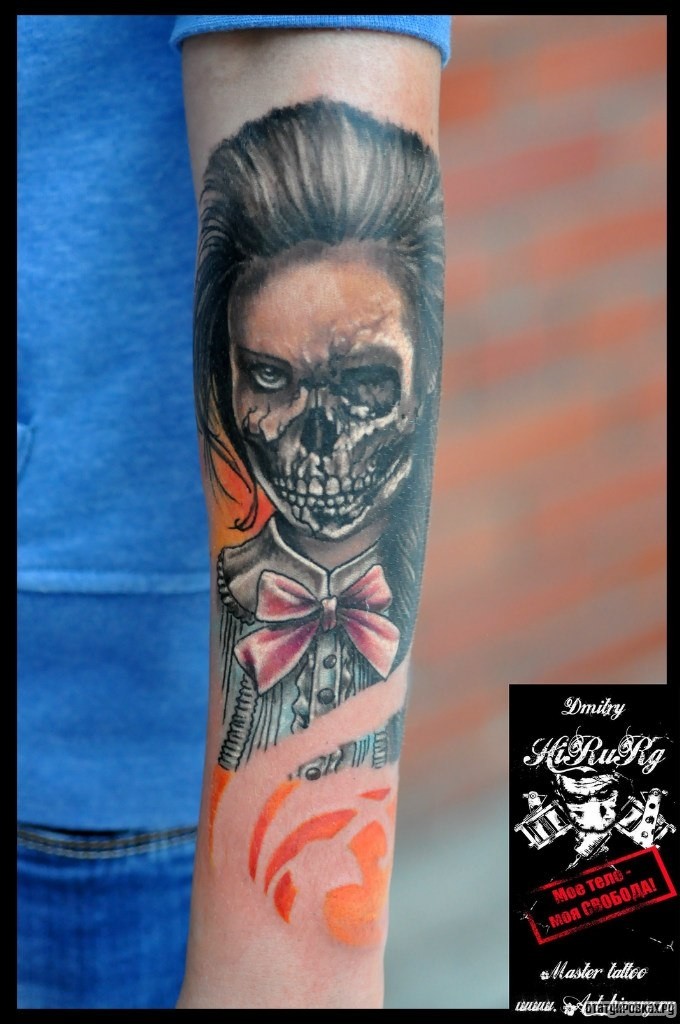 Фотография татуировки под названием «Девушка с бантом чикано»