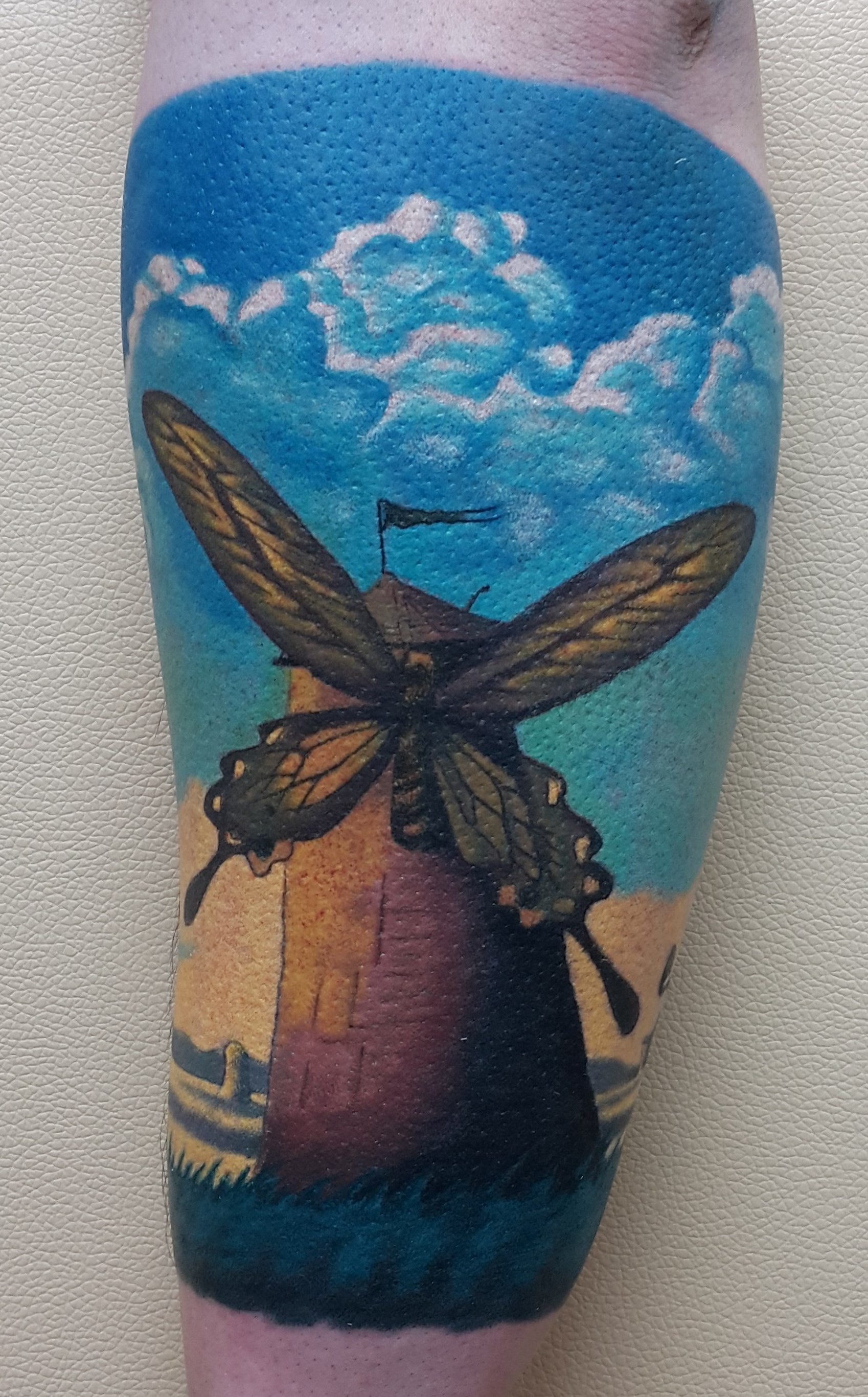 Фотография татуировки под названием «Мельница-бабочка (сюрреализм)»