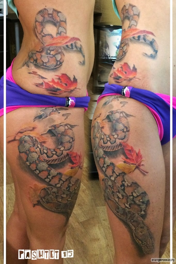 Фотография татуировки под названием «Змея под кожей»