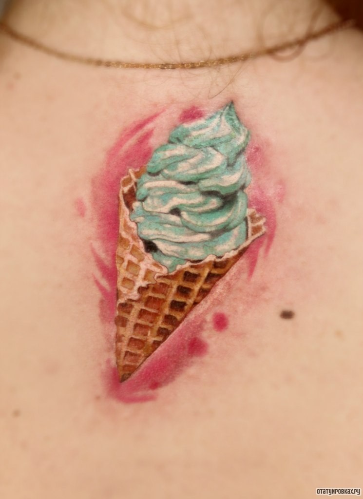 Фотография татуировки под названием «Мороженое рожок»