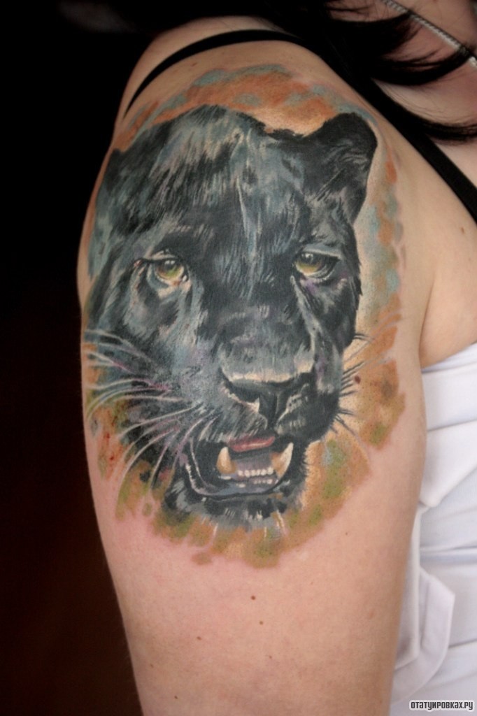 Фотография татуировки под названием «Багира, пантера»