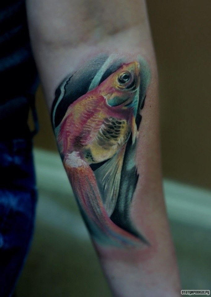 Фотография татуировки под названием «Золотая рыбка»