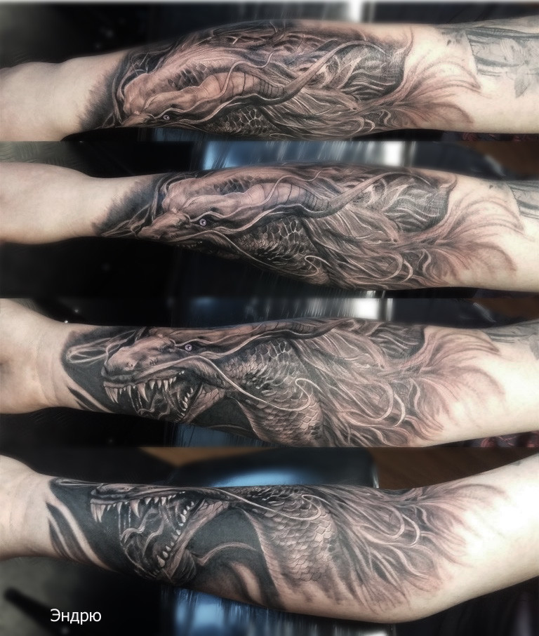 Фотография татуировки под названием «дракон тату»