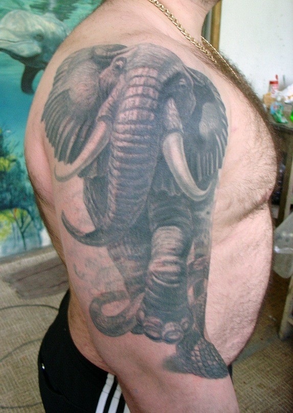 Фотография татуировки под названием «Слон»