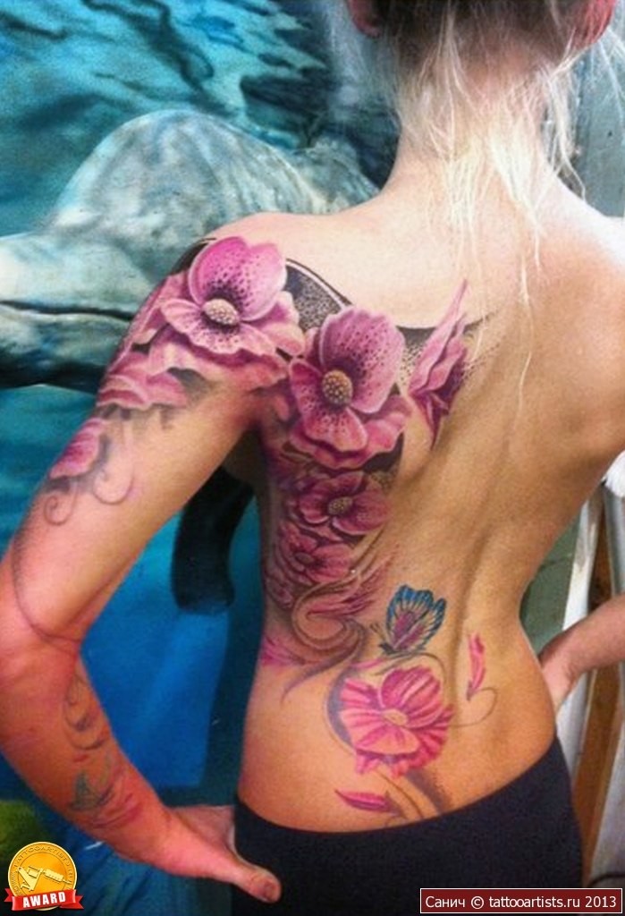 Фотография татуировки под названием «Цветы.»